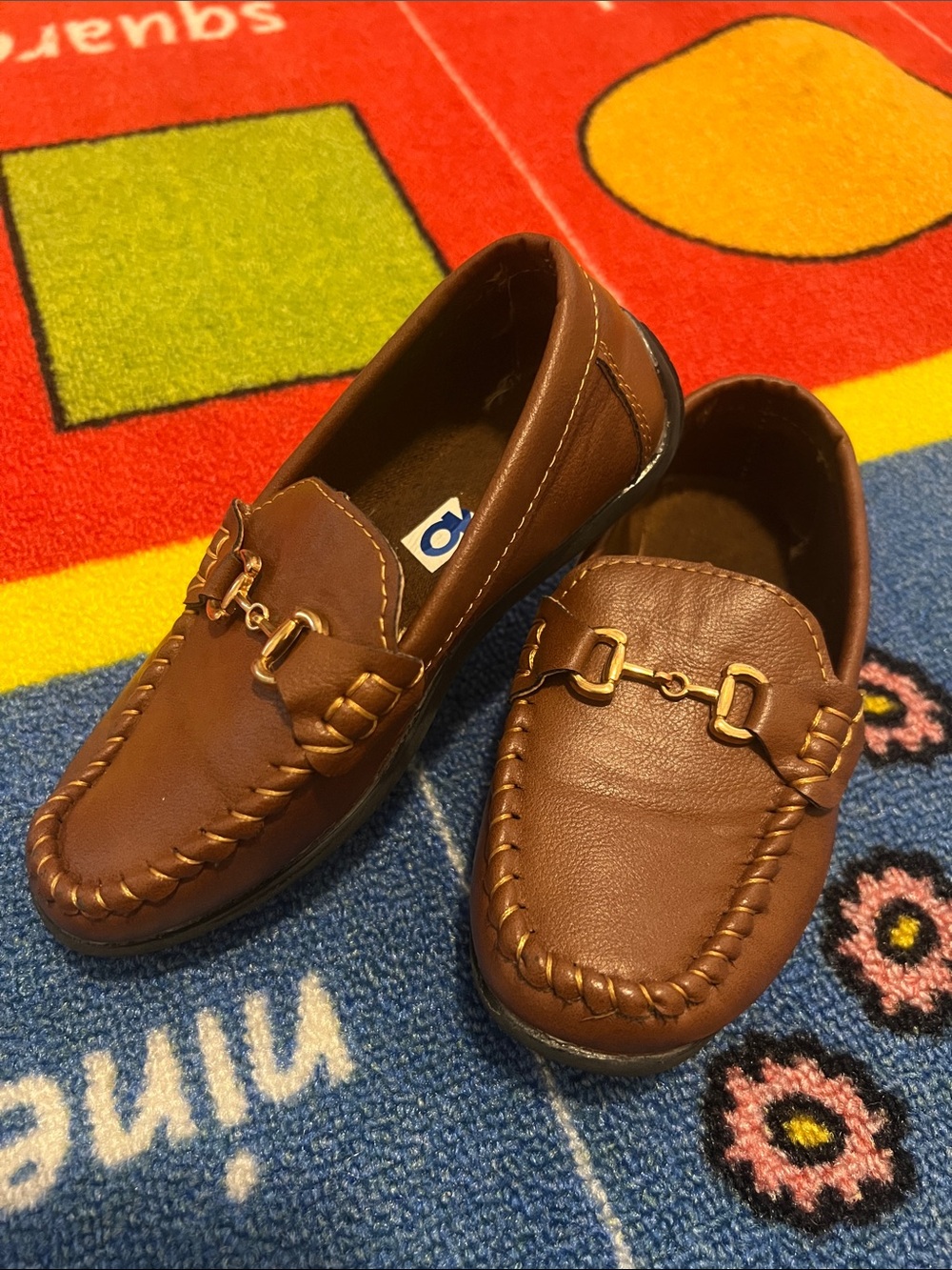 Brown Toddler Boy Leather Slip-On Loafers